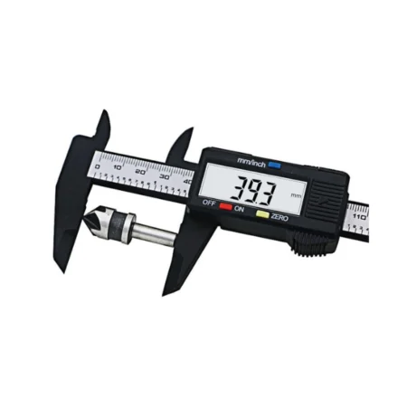 Digital Vernier Caliper in use to measure metal