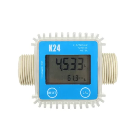 front view of Blue digital water flow meter k24