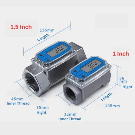 Dimensions of Electronic Turbine Flow Meter for Diesel, Gasoline, and Water