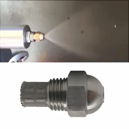 spray pattern view of burner oil injection nozzle