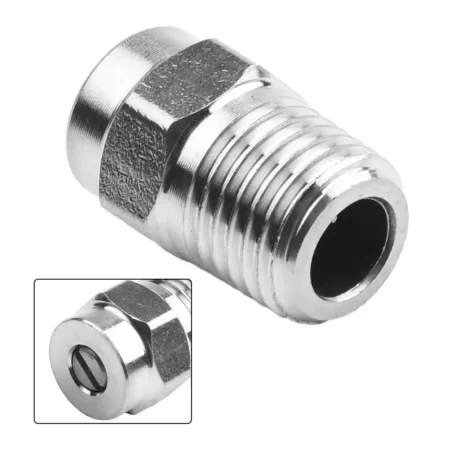 front view of stainless steel Flat Fan Pressure Washer Nozzle Tip – High-Pressure Cleaning