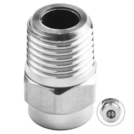 backside view of stainless steel Flat Fan Pressure Washer Nozzle Tip