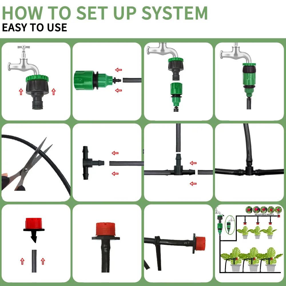 step by step installation of home gardening drip system