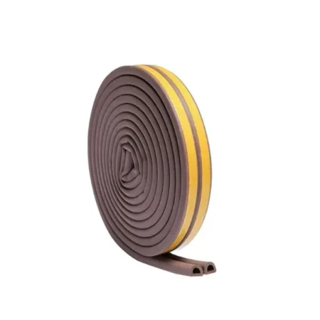 front view of Adhesive D-Shape Door Window Sealing Strip Foam Tape color brown