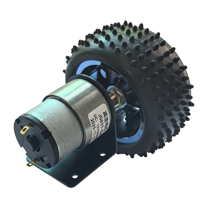 GB37-520 DC Gear Motor 12V 960RPM with Rubber Tire, Coupling and Mounting Bracket - TopGadgets.pk