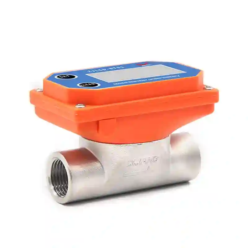 front view of zjsus bt01 dn15 digital water flow meter lcd stainless steel